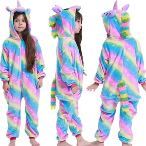 Çocuk karikatür hayvan tek parça pijama 2023 kabul pazen unicorn ev tekstili aile takım elbise