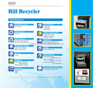 Aceptador de Billetes ICT MDB RS232 BRV de 12/24/34 V CC con Unidad de Reciclaje y Caja de Efectivo para Máquinas de Juegos, Máquinas Expendedoras y Sistemas de Pago - Product Image 4