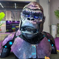 Buste de gorille animatronique de style cyberpunk |   Modèle d'animal robot King Kong sur mesure de science-fiction pour exposition et parc à thème