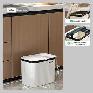 <span class=keywords><strong>Poubelle</strong></span> de cuisine de style japonais à usage domestique avec couvercle coulissant <span class=keywords><strong>Poubelle</strong></span> à double couche sans pliage - Product Image 5