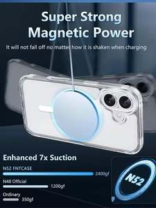 Coque magnétique pour iPhone 16/Pro Max Etuis transparents de qualité militaire, anti-chute, couverture de téléphone anti-jaunissement avec protection de l'appareil photo - Product Image 3