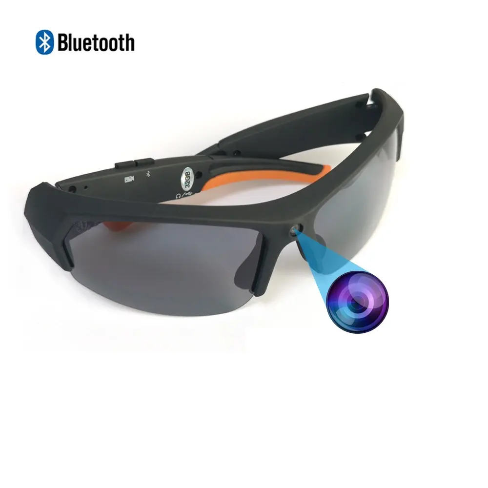 Lunettes de sport en verre à dents bleues lunettes intelligentes avec caméra vidéo Caméra de lunettes de soleil à dents bleues pour les appels téléphoniques musicaux