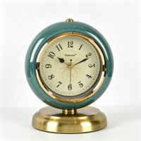 Horloge de table en céramique verte craquelée haut de gamme Armens, mouvement silencieux sans tic-tac, horloge de table rétro, cadeau pour la maison, l'hôtel, la chambre à coucher