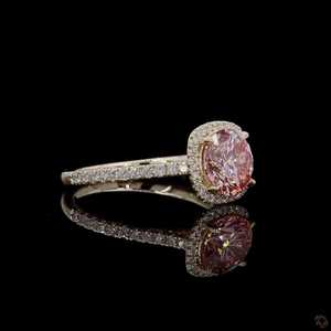 Bijou fin éthique spécial, diamant de laboratoire rose VS1 de 4 carats, plaqué rhodium vintage, serti en or jaune 14 carats, certifié IGI - Product Image 2