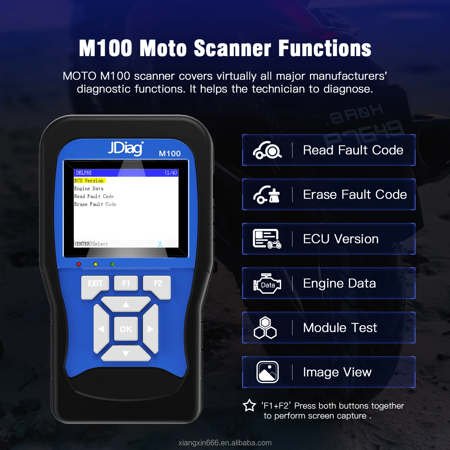 Escáner Universal para motocicleta, lector de código, herramienta de diagnóstico, JDiag M100, 12V, sistema de prueba de batería, herramienta de escaneo para Moto
