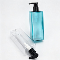 Bouteille vide carrée en PET de 500 ml avec pompe, rechargeable, pour lavage des mains, shampoing, gel douche, liquides cosmétiques, emballage plastique
