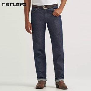 Cut And Sew Selvedge <b>Jeans</b> Original Fit Indigo Raw Western Cowboy Denim Gold <b>Chain</b> Stitch Leather Patch Heritage <b>Jeans</b> - Product Image 4