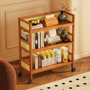 Carrito <span class=keywords><strong>de</strong></span> Ruedas Antiguo Portátil con Múltiples Niveles para Guardar Refrigerios, Artículos Diversos, Libros y Otras <span class=keywords><strong>Cosas</strong></span> Junto al Sofá - Product Image 2