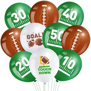 45-60 Globos <span class=keywords><strong>de</strong></span> Látex <span class=keywords><strong>de</strong></span> Fútbol <span class=keywords><strong>de</strong></span> 12 Pulgadas en Blanco, Verde y Marrón con Impresión Brillante y Confeti para Fiestas Deportivas, Cumpleaños, Rugby - Product Image 1
