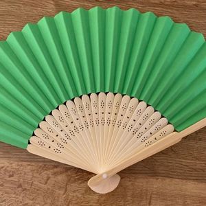 Cheap Custom Logo Bamboo <b>Paper</b> Folding Hand Fan DIY Blank Portable Painting White Color Folding Fan for Wedding - Product Image 6