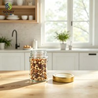 Pot en verre transparent cylindrique à double paroi de 330 ml avec col à vis pour miel, confiture, sauce chili, emballage alimentaire