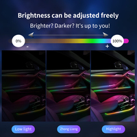 Nouvelles lumières d'ambiance RGB pour voiture, 2 pièces, bandes lumineuses LED, haute luminosité, ambiance dynamique intérieure de voiture, bandes lumineuses néon