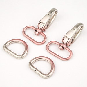 Bolsas de <span class=keywords><strong>Hardware</strong></span> para bolso, gancho a presión de aleación de Zinc de 3/4 pulgadas, gancho giratorio de resorte degradado de plata rosa, hebilla de anillo de Metal D de 20mm para correa de bolso - Product Image 2