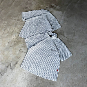 Chemise décontractée à manches courtes boutonnée de haute qualité, 100 % coton, à carreaux, coupe oversize, pour homme, personnalisable - Product Image 2