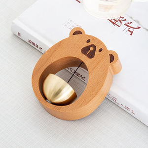 Campana de Viento de Oso de Madera Maciza con Latón Magnético, 8.8*7.8cm, Estilo Japonés, Campana de Entrada, Campana de Recordatorio, Regalo de Madera Colgante - Product Image 3