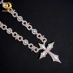 Collar de Joyería Fina de Hip Hop, Plata 925, Moissanita VVS, Colgante Cruz Infinito Miami Iced Out, Cadena Cubana con Diamantes - Product Image 2
