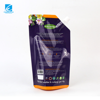 Pochette à bec verseur personnalisée pour détergent à lessive, en plastique laminé brillant, sachet de recharge pour détergent liquide, à fond plat