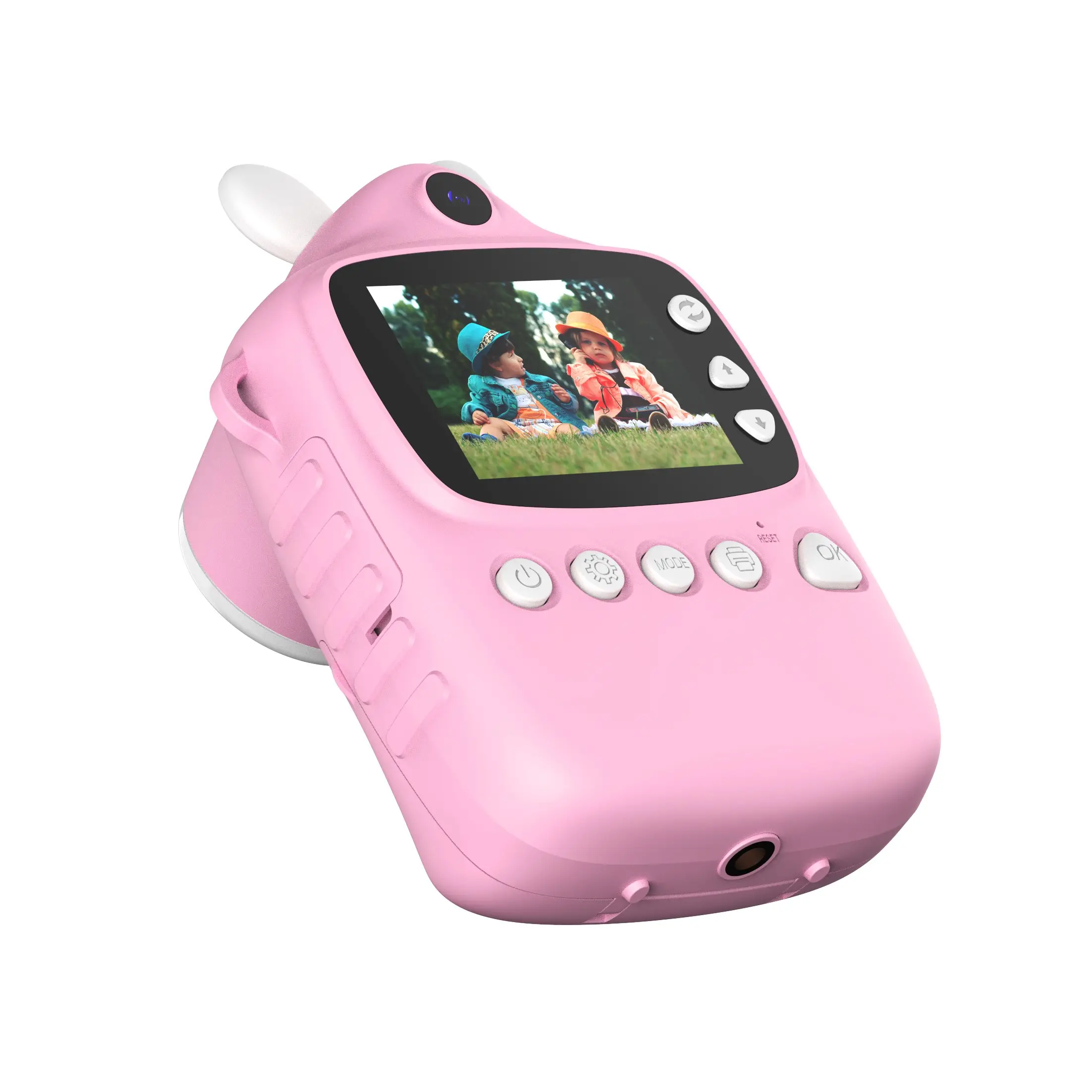 Hot P1 Câmera de fotos com impressão rápida para crianças, rosa 1080P, para presente de aniversário