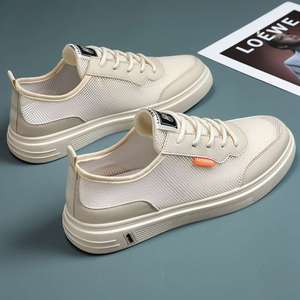 Men's <b>White</b> <b>Lace</b>-up Sneakers Summer Mesh Breathable 2025 New Hollow Casual Sports Thin Work Board Shoes - Product Image 5