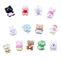 Collection d'animaux miniatures tout-en-un en résine crème, accessoires pour la technique de goutte d'huile DIY pour coques de téléphone et pinces à cheveux