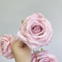 Bunga Mawar Buatan Real Touch Faux Diamond 3 Kepala 10cm, Bunga Mawar Palsu untuk Toko Bunga, DIY Buket, Grosir, Pasokan Massal