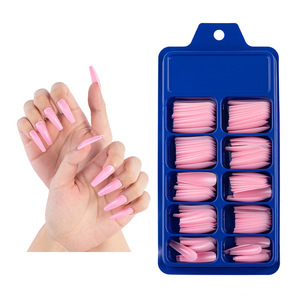 Faux ongles cercueil colorés ballerine, acrylique, longs, pièces, couverture complète, mat, artificiels, couleur Pure - Product Image 5