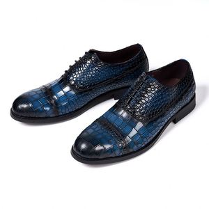 Chaussures habillées pour homme en cuir bleu de qualité supérieure, personnalisées, à lacets, semelle rigide noire, imprimées, style Derby, pour soirée - Product Image 3