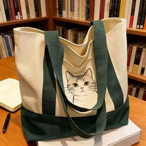 Bolsa de Lona Personalizable de Alta Calidad con Asas Coloridas, Gran Capacidad de Carga, Diseño con Patrón de Letras - Product Image 1