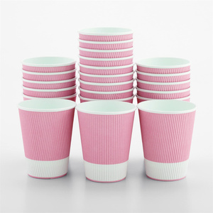 Hyde-made tasse en papier 8oz pour café ondulé, tasse en papier personnalisée 8oz avec couvercle - Product Image 1