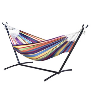 Hamaca <span class=keywords><strong>de</strong></span> Lona para Interiores y Exteriores con Postes <span class=keywords><strong>de</strong></span> Madera y Estructura <span class=keywords><strong>de</strong></span> Hierro Anti-Vuelco, Capacidad <span class=keywords><strong>de</strong></span> 200 kg, 270 cm <span class=keywords><strong>de</strong></span> Longitud - Product Image 3