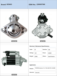 Démarreur de voiture TOY OTA Aven sis Cel icaCorol la RAV 4 1999 à 2005 0.8KW 12V 9T CW 2280007580 0001107086 113271 - Product Image 4