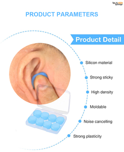 6 أزواج من سدادات الأذن من السيليكون قابلة لإعادة الاستخدام مع شعار مخصص واقي للنوم عازل للصوت واقي للأذن علبة طينية تقليل الضوضاء مقاوم للماء - Product Image 4