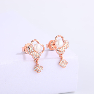 Elegantes Pendientes de Perlas de Agua Dulce de Plata S925, Joyería Delicada con Ramas de Circonio para Mujer, Regalo de Boda - Product Image 4