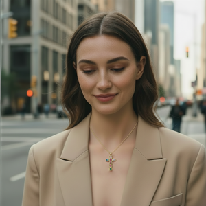 LUOYUNE Collar con Colgante de Jesús Estilo Hip Hop, Chapado en Oro de 18K, Latón con Circonita Cúbica, San <span class=keywords><strong>Judas</strong></span> con Cruz, para Venta al por Mayor y DIY - Product Image 2