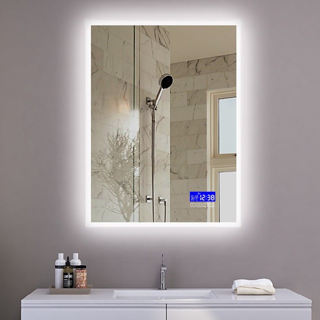 Modern Smart Touch Mirror Anti-fog Bluetooth Date Display Illuminated LED Bathroom Rectangle Home Mirror
