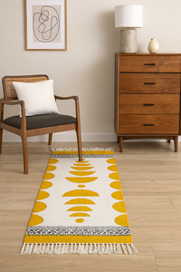 Tapis tissé à la main en coton à motifs géométriques |   Tapis d'appoint moderne de style bohème Dhurrie |   Écologique et antidérapant |   Fournisseur en gros OEM de tapis - Product Image 6