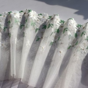 Gaun pengantin renda renda bordir Floral, Trim renda bordir banyak warna, Trim renda bunga bordir