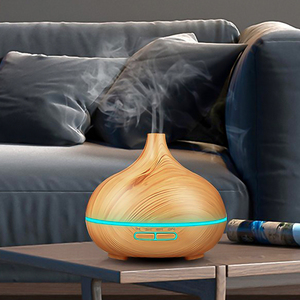 Nebulizador de escritorio con luz nocturna colorida LED de 400ml, Humidificador ultrasónico de aire frío, humidificador de agua de grano de madera para el hogar del Hotel - Product Image 5