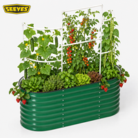 Jardinera Elevada Ovalada SEEYES con Enrejado, Maceta de Metal Galvanizado para Exteriores, Marco para Plantas Trepadoras, Fabricante OEM ODM