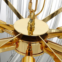 Lustre moderne en cristal doré pour la décoration de la maison, luminaire suspendu en verre transparent de luxe, luminaire de plafond LED contemporain