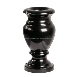 wholesale Black Granite Vase Monument Flower Vase for Cemetery Grave Natural Stone Tombstone Vase Design