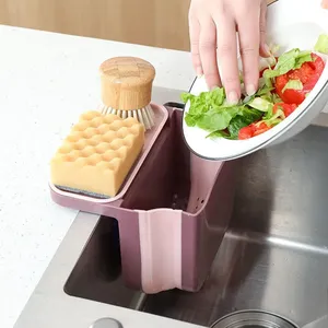 Kitchen <b>Sink</b> Drain <b>Basket</b> Rack Retractable Suction Cup Hanging Storage Wet/Dry Trash Organizer Eco-Friendly Foldable Plastic - Product Image 2