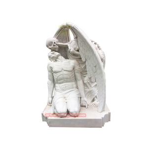 Mezarlık mermer melek heykeli zarif taş el sanatları sanat heykel mezar taşı anıtı üzerinde oturan kalıcı hatırlama için tasarım - Product Image 6