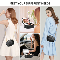 Trousse de Maquillage de Voyage Mini Personnalisée MoonlitGlow avec Miroir LED Amovible, Fermeture Éclair, Légère et Portable