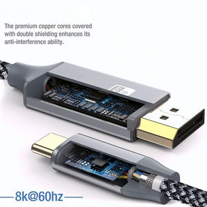 Câble DFX 8K Type C vers <span class=keywords><strong>DisplayPort</strong></span> 1,8 m 4K 144 Hz tressé USB C vers DP pour MacBook Surface Moniteur de jeu Projecteur Écran - Product Image 6