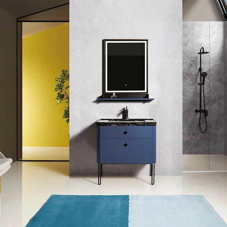 BNITM 럭셔리 30 인치 블루 욕실 화장대 세트 벽걸이 형 거울 캐비닛이있는 현대 싱글 싱크 세면대 가구 캐비닛