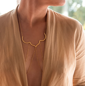 18 قيراط مطلي بالذهب حمالة صدر للجسم طبقات من سلاسل الزفاف الهندية مجوهرات للجسم سلسلة مجوهرات مصنوعة يدويًا - Product Image 2