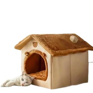 Warm Doghouse For Small Dogs Removable Washable Four Seasons Pet House Rectangle Shape Brown Bear Version - Product Image 4