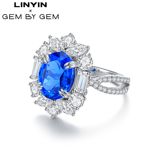 Custom Sapphire Wedding Band Fine Jewelry <b>Sets</b> 925 <b>Sterling</b> <b>Silver</b> Gold Plated Engagement Women's <b>Rings</b> - Product Image 4