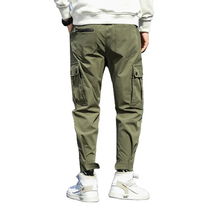 custom logo heat transfer new style men's cotton overalls trousers cargo pants 6 pocket big size harem men jogger hot sale